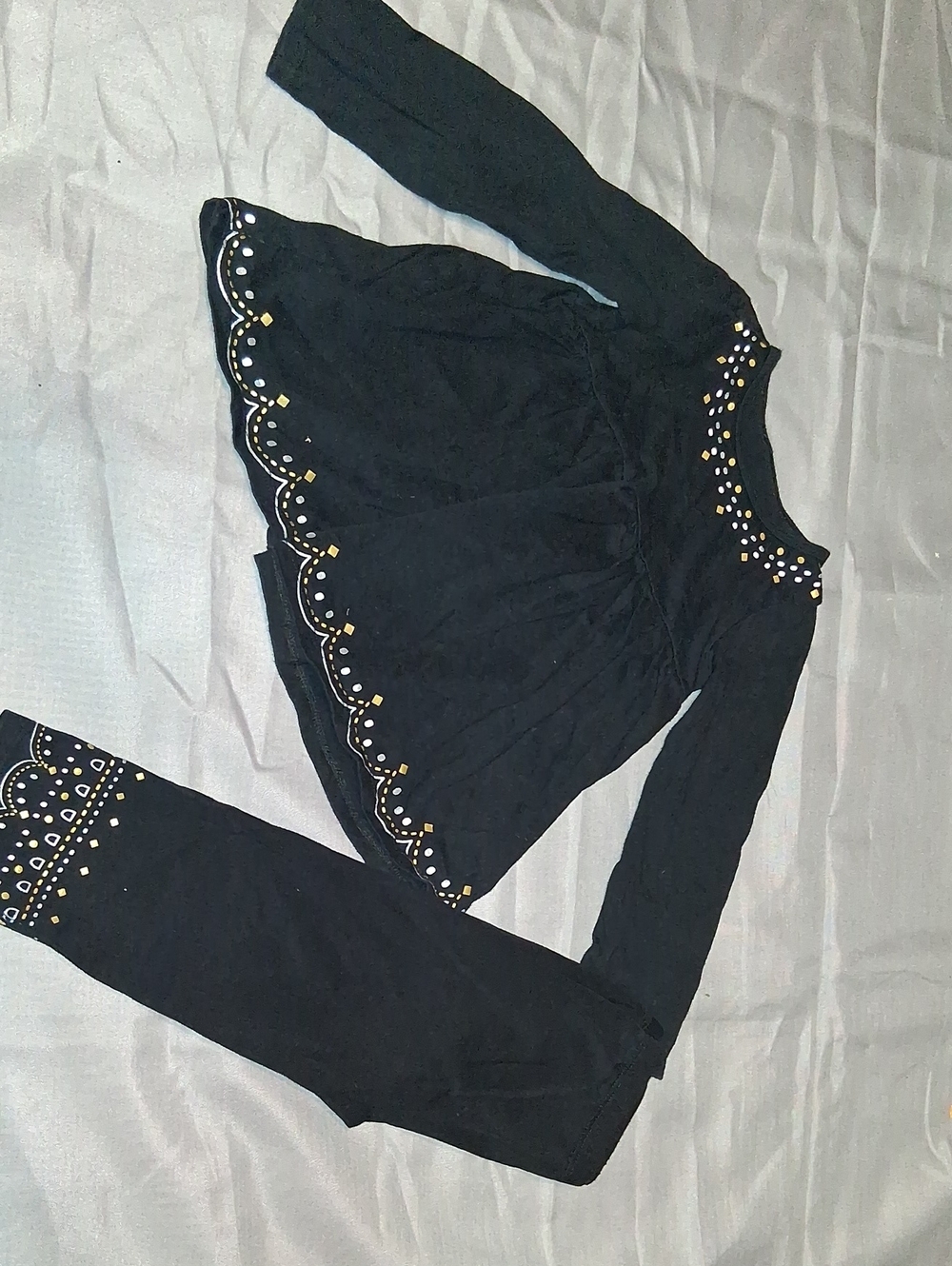 First Impressions Black Leggings Set with Gold Dot Accents